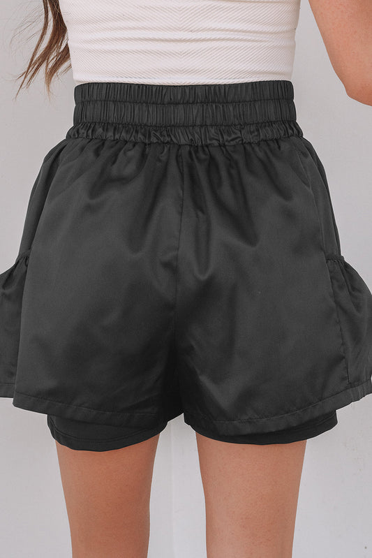 Maxine Elastic High Waist Pocketed Casual Shorts-1
